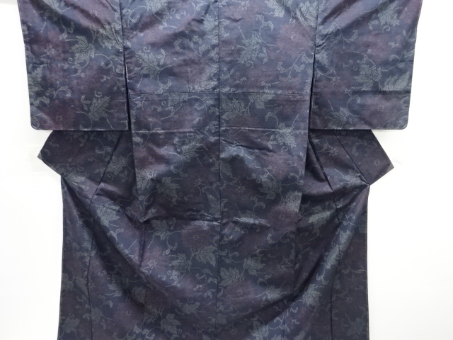 JAPANESE KIMONO / ANTIQUE KIMONO / SILK / HAND WOVEN TSUMUGI / FLORAL ARABESQUE